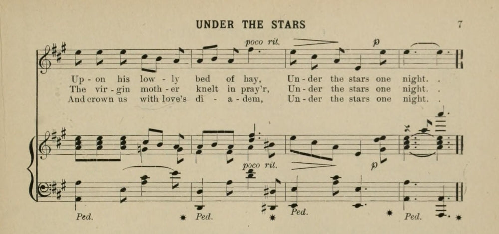 Under the Stars 2 Brown Christmas Carols & Hymns 1910 Poster Print