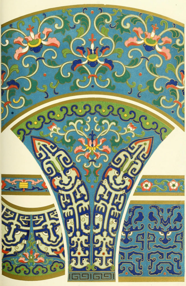 Examples of Chinese Ornament Vintage Poster Print showcasing intricate designs.