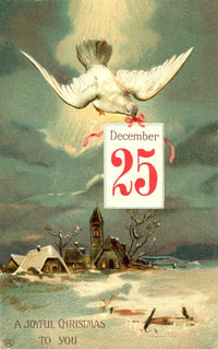 Dove Christmas Card Poster Print featuring a serene dove symbolizing peace.