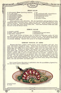 Dainty Deserts for Dainty People c.1915 Poster Print featuring corned tongue in aspic.