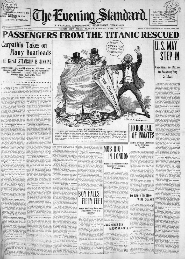 Titanic Headline Poster Print from Evening Standard April 15, 1912