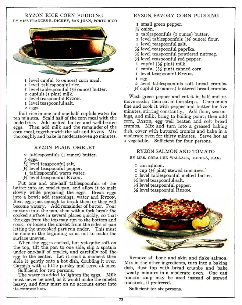 Ryzon Baking Book 1917 Rice Corn Pudding & Salmon and Tomato Poster Print