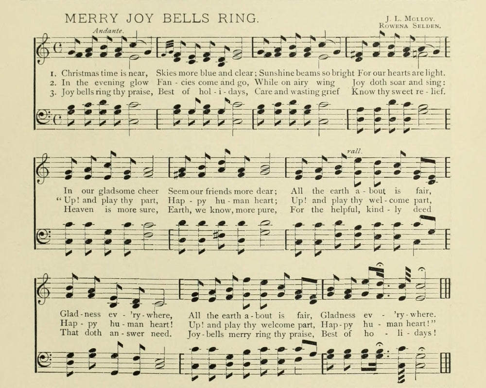Merry Joy Bells Ring Christmas in Song 1891 Poster Print