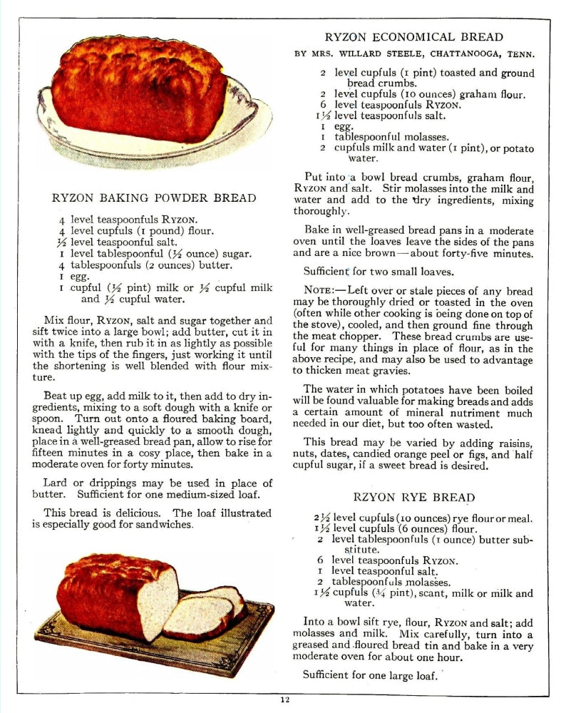 Ryzon Baking Book 1917 Breads Poster Print showcasing vintage bread-making art.