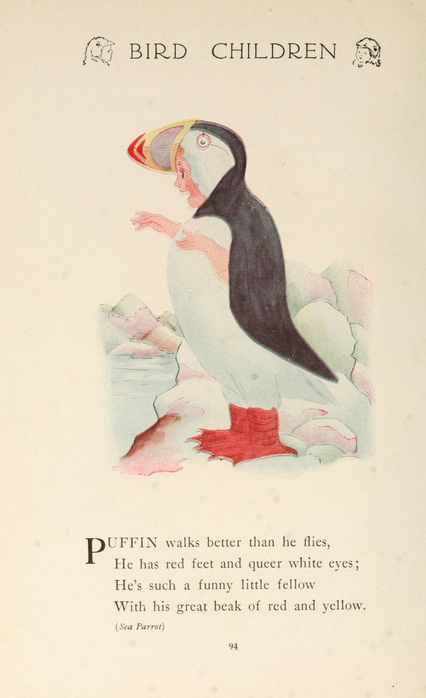 Bird Children 1912 Puffin Poster Print by M.T. Ross