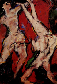 Acrobats 1916 Poster Print by Christian Rohlfs showcasing dynamic movements.