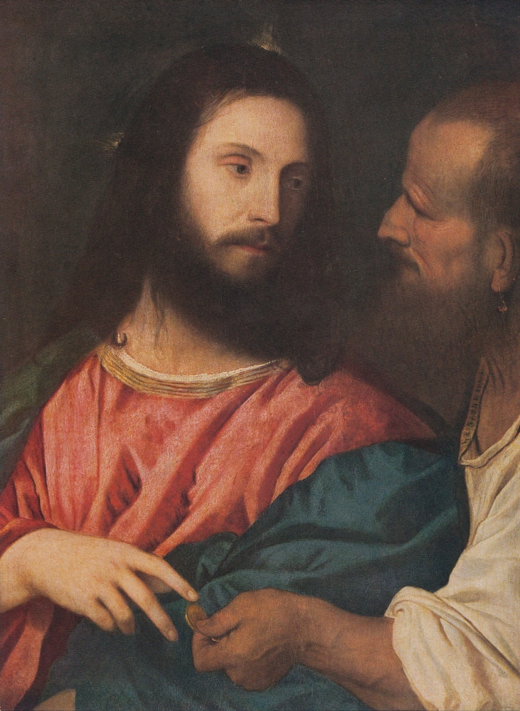 The Tribute Money fine art print by Titian depicting a biblical scene