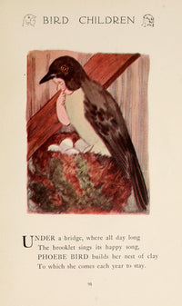 Bird Children 1912 Poster Print by M.T. Ross, vintage art for children's room decor.