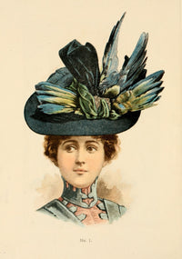 Fine Millinery 1899 Hat Poster Print showcasing vintage fashion