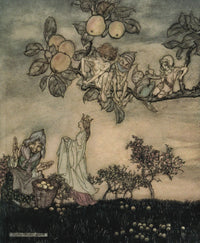 Dish of Apples 1921 art print by A. Rackham showcasing a bowl of apples.