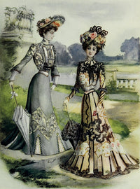 Latest Paris Fashions 1877 Toilettes de Visite Poster Print showcasing vintage fashion designs.