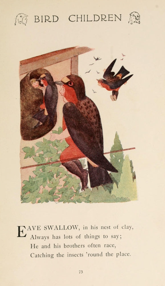 Bird Children 1912 Swallow Poster Print by M.T. Ross