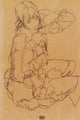 Seated Girl 1914 Poster Print by Egon Schiele, art print, expressionism, fine art.