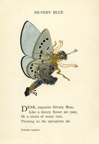 Butterfly Babies 1914 Silvery Blue Poster Print by M.T. Ross