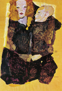 The Brother 1911 Poster Print by Egon Schiele, showcasing expressive art style.