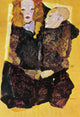 The Brother 1911 Poster Print by Egon Schiele, showcasing expressive art style.