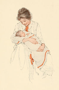 The Birds' Christmas Carol Poster Print featuring mother and baby by Katherine Wireman.