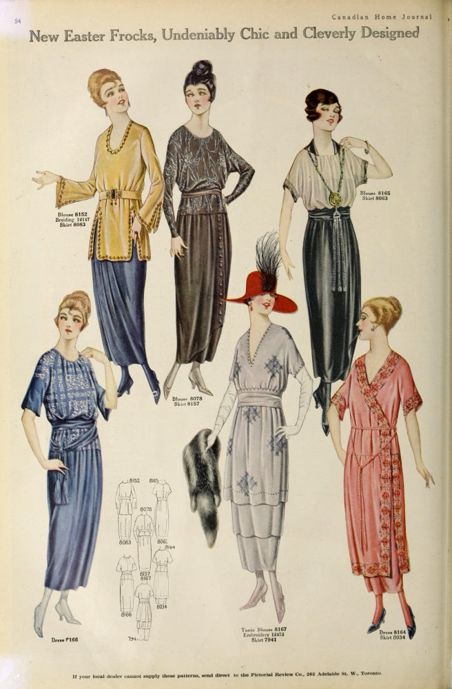 Canadian Home Journal 1920 Fashions Poster Print showcasing vintage fashion styles.