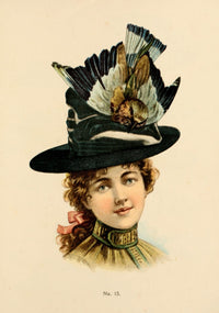 Fine Millinery 1899 Hat Poster Print showcasing vintage hat design.
