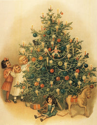 Vintage Christmas Tree Poster Print c.1890 featuring a beautifully adorned tree.