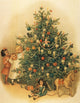 Vintage Christmas Tree Poster Print c.1890 featuring a beautifully adorned tree.
