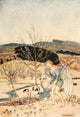 Springtide of Life 1918 Poster Print by Arthur Rackham, whimsical illustration of children playing.