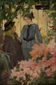 Larkspur 1919 poster print featuring birds and flowers by Harriet Roosevelt Richards.