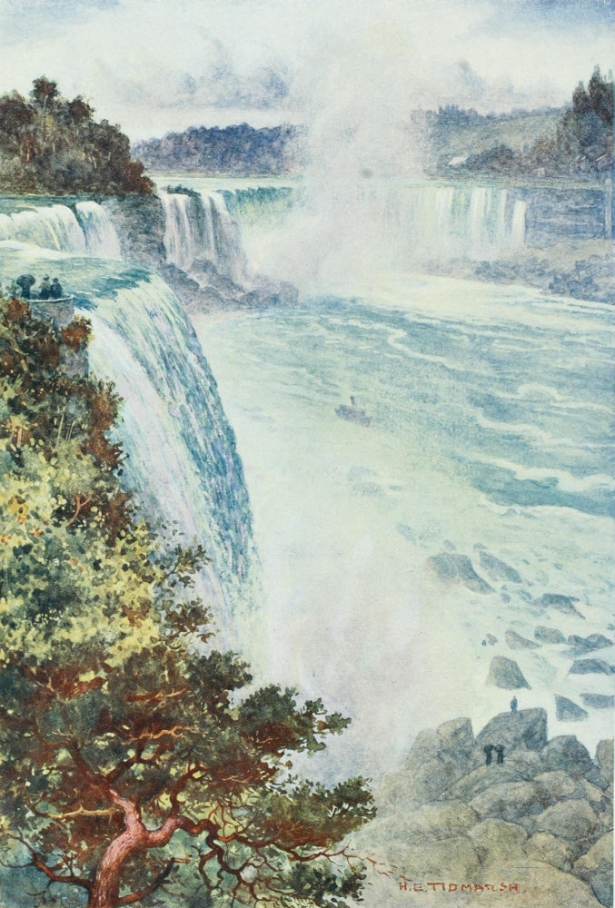 Niagara Falls poster print by H.E. Tidmarsh, showcasing breathtaking natural scenery.