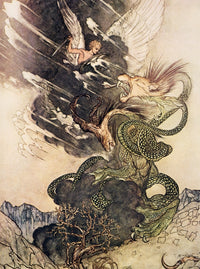 Wonder Book 1922 Dragon Spluttered Fire Poster Print by A. Rackham