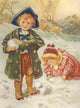 Nister's Holiday Annual 1897 Boy with Snowballs Poster Print