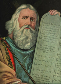Captivating Bible Stories Poster Print featuring Moses and the Ten Commandments from 1913.