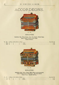 Vintage Catalogue C. Bruno & Son c.1890 Kalbe Imperial Accordions poster print.