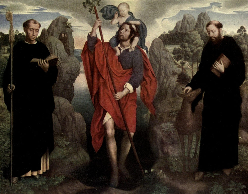 Memlinc 1909 St Christopher, Maurus & Giles Poster Print by Hans Memling