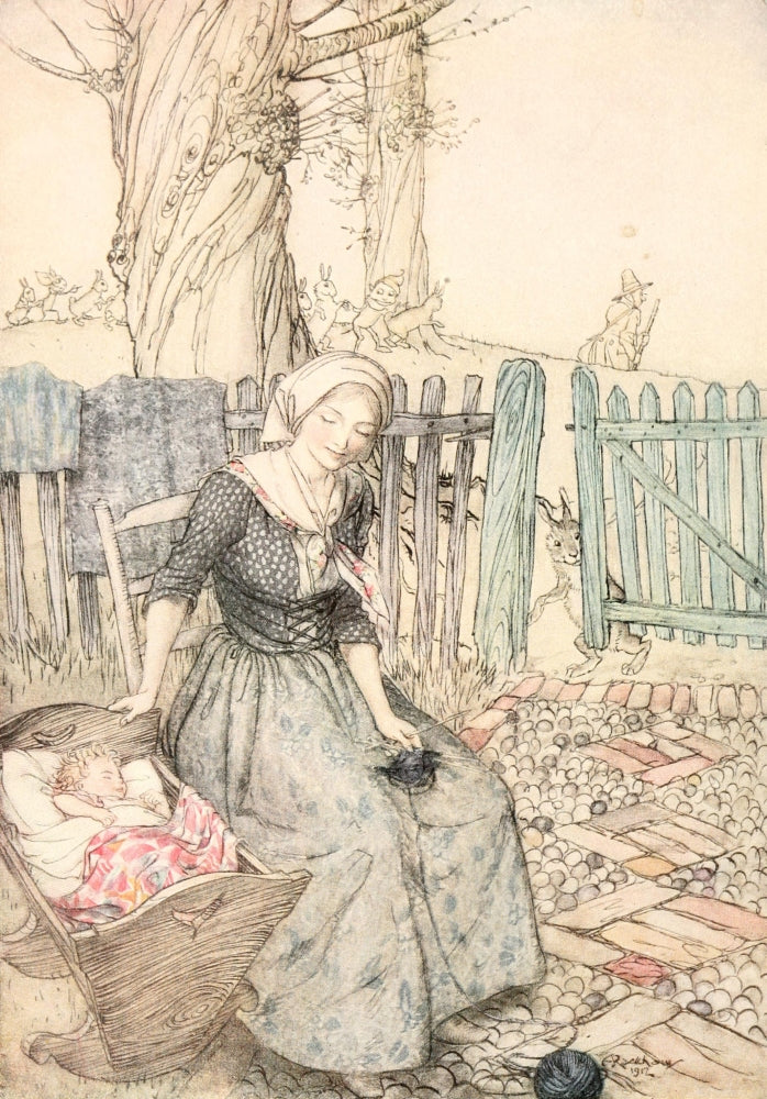 Bye Baby Bunting Poster Print by Arthur Rackham - Mother Goose Illustration