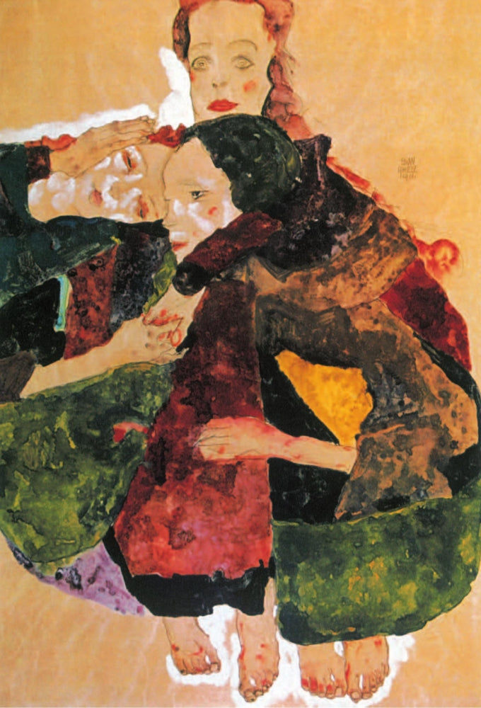 Group of Three Girls Art Print by Egon Schiele, premium quality print