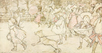 Peter Pan in Kensington 1912 Poster Print by A. Rackham, vibrant colors, whimsical art.