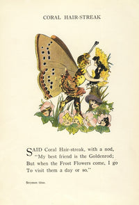 Butterfly Babies 1914 Coral Hair-streak Poster Print by M.T. Ross, colorful butterfly artwork