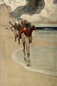 Scribner's 32 1902 We Ran Back to the Raft Poster Print by Howard Pyle