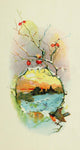 Holly from Tennyson 1900 Robin & Snowscene Poster Print featuring a winter landscape with a robin.