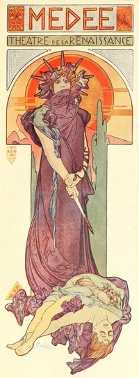 Medee Poster Print by Alphons Mucha showcasing art nouveau style