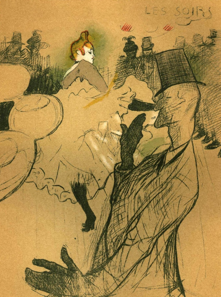 Les Soirs Poster Print by Henri de Toulouse-Lautrec showcasing vibrant Parisian nightlife.