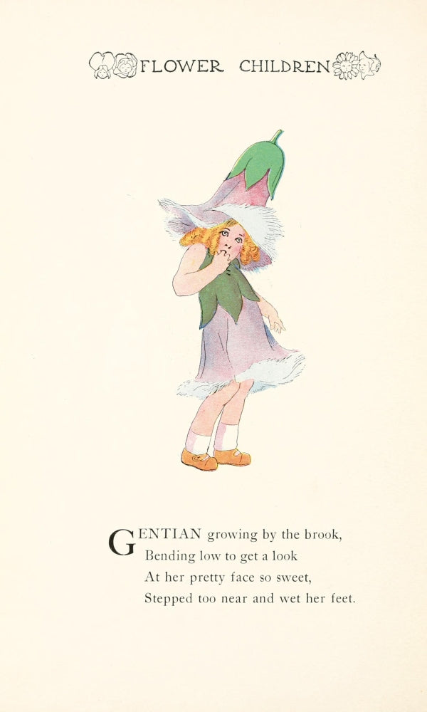 Flower Children 1910 Gentian Art Poster Print by M.T. Ross