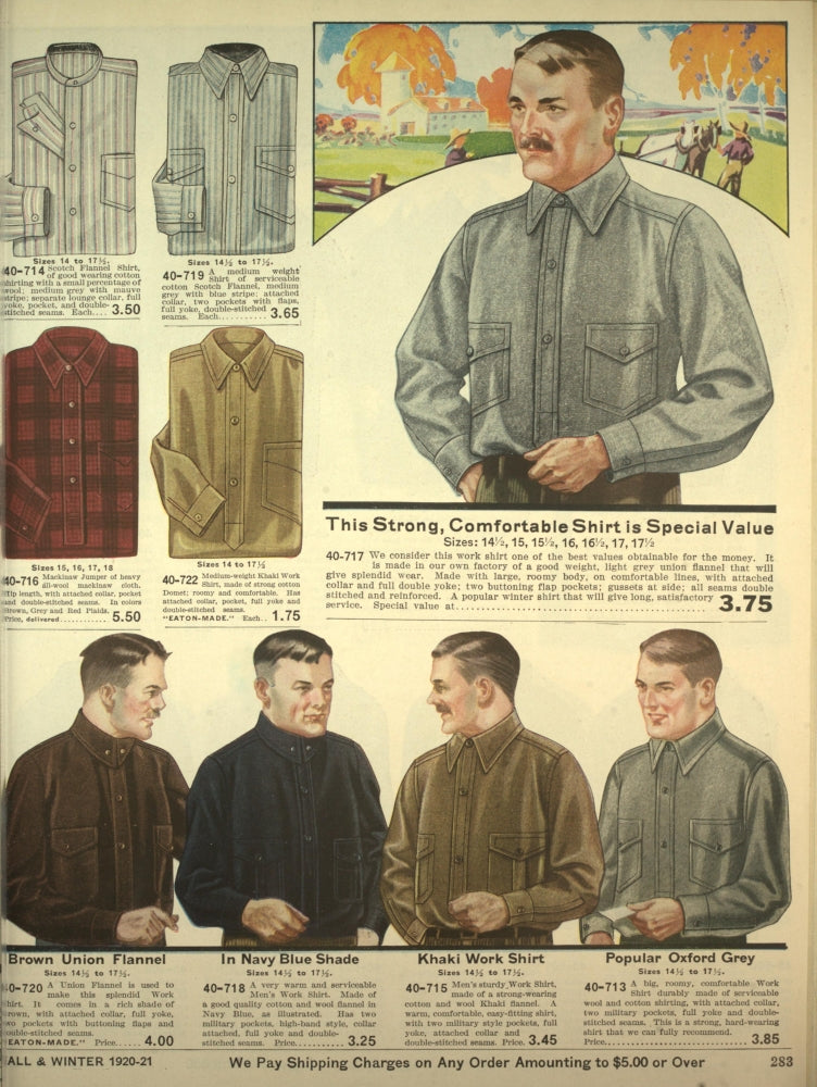 Eaton's Fall Catalogue 1920-21 Men's Shirts Poster Print showcasing vintage fashion.