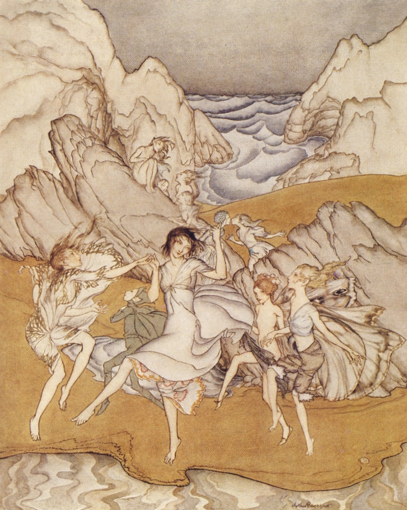The Tempest 1926 Poster Print featuring Miranda and Spirits by A. Rackham