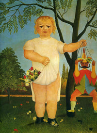 Child with Punch Poster Print by Henri Rousseau showcasing vibrant colors and whimsical art.
