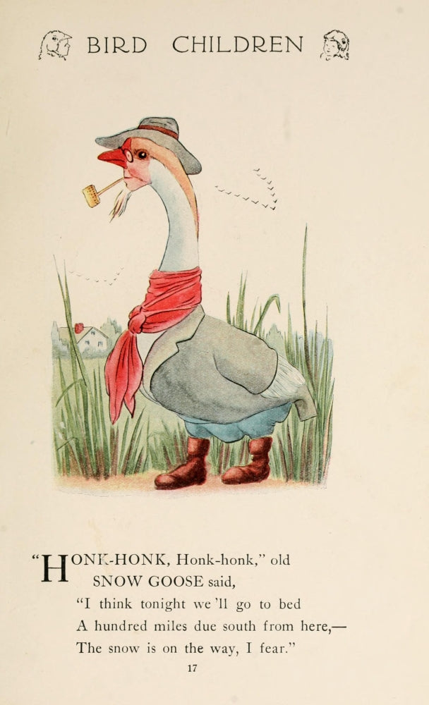 Bird Children 1912 Snow Goose Poster Print by M.T. Ross showcasing beautiful avian art.
