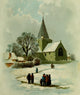 Mother & Son 1888 Snowy Church Scene Poster Print featuring a serene winter landscape.