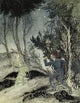Peer Gynt 1936 Poster Print by A. Rackham, depicting Peer following a woman in green.