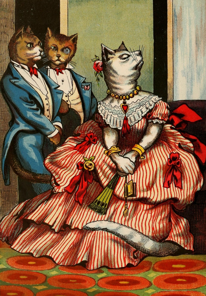 Miss Mouser's Tea Party 1870s poster print featuring whimsical tea gathering