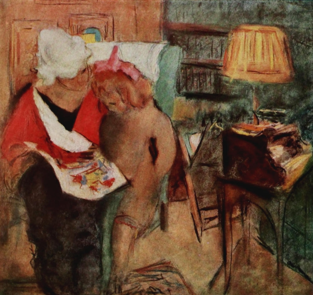 Reading poster print by Edouard Vuillard, vibrant artwork for home decor.